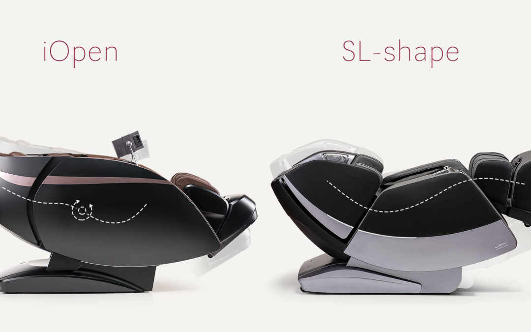 Massage range in massage chairs – L-shape, SL-shape and iOpen technologies 