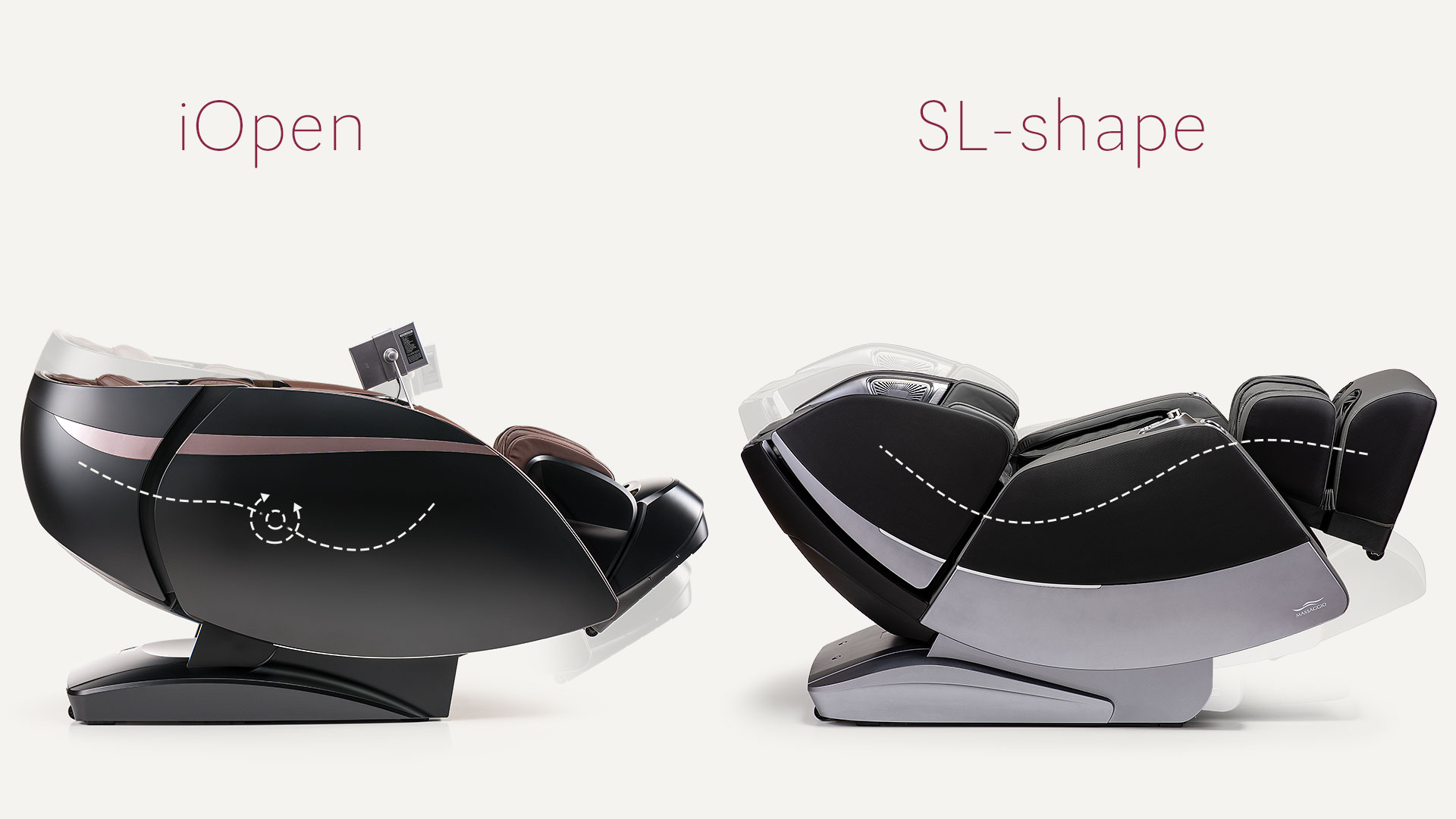 SL-shape in a massage chair