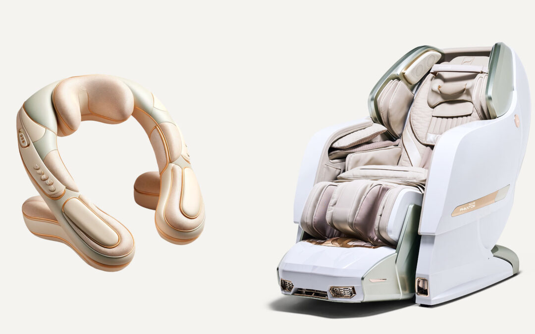Neck and shoulder pain and massage in a massage chair