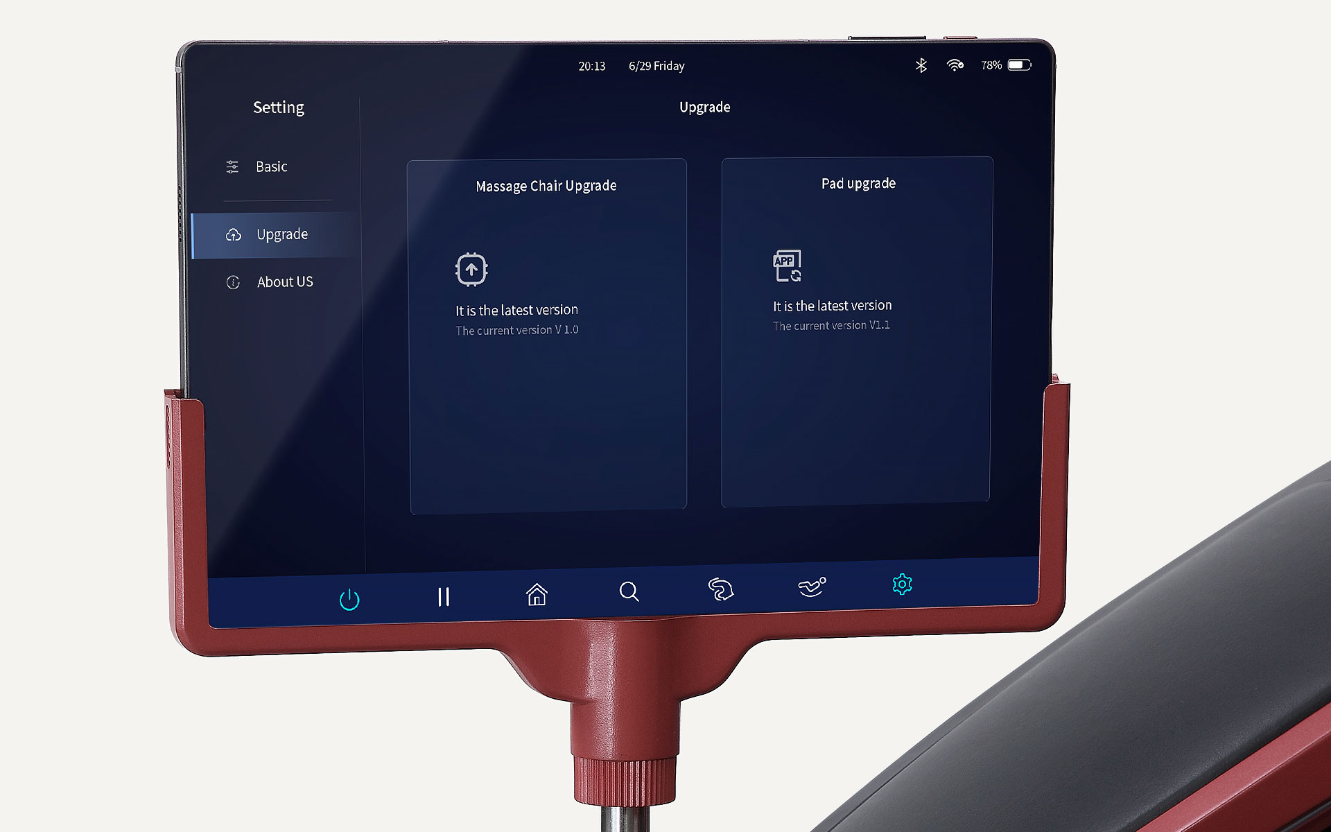 fotel masujący iRest Dual Core V8 FC BAYERN - aktualizacja oprogramowania