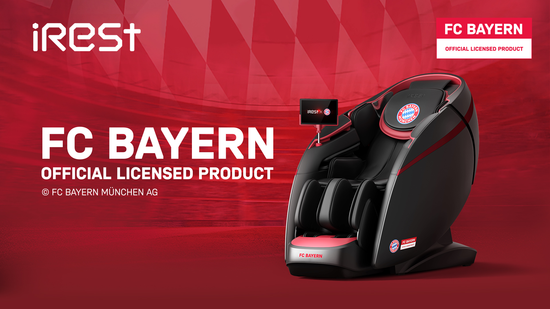 fotel masujący iRest Dual Core V8 FC BAYERN - produkt oficjalny