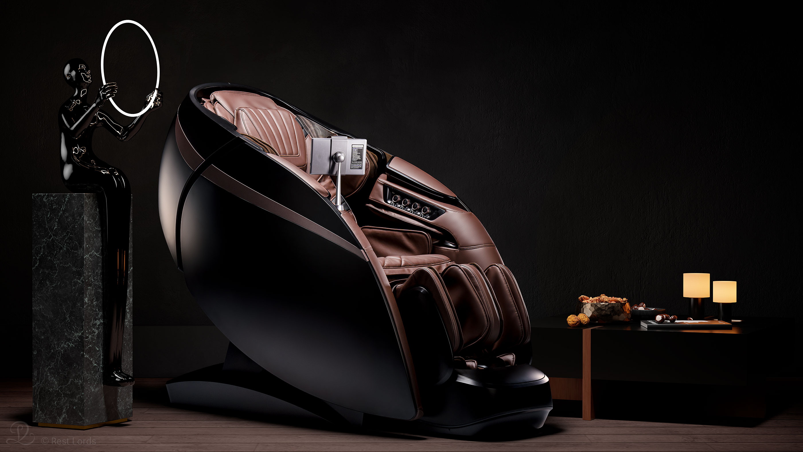 Fotel masujący iRest Maesthron(A801)  czarno-brązowy – aranżacja