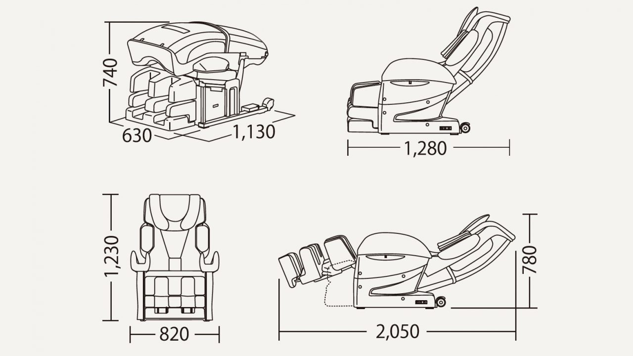 wymiary fotela masujacego fujiiryoki EC3800 2x